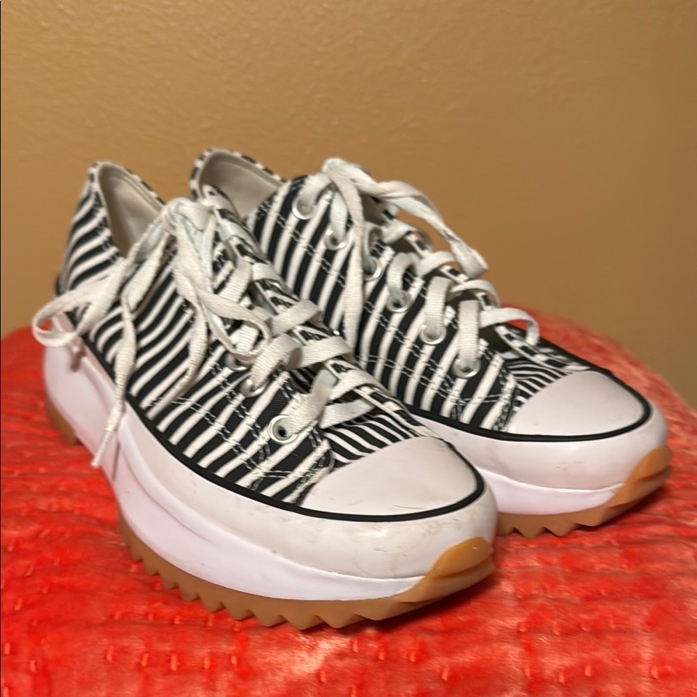 Converse Striped Black and White Platform Sneakers